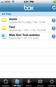 Box.net iphone storage app