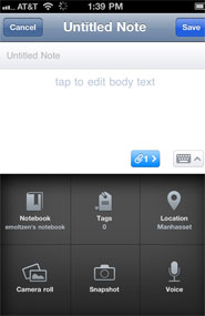 Evernote note-taking app for Apple iPhone and Android Devices