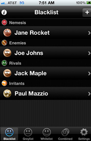 MyBlacklist for iPhone, contact management app
