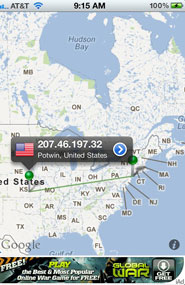 Vtrace for iPhone, IP Address locator
